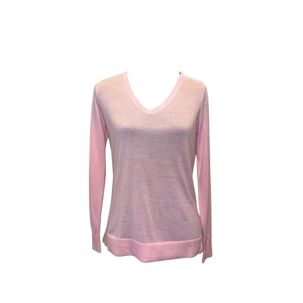 Banana Republic 100% Merino Wool Soft Pink V Neck Sweater Size S